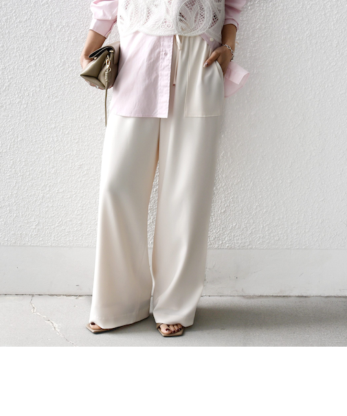 〈手洗い可能〉梳毛調ポケット デザイン ストレッチ ドロスト パンツ