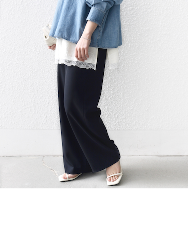 〈手洗い可能〉梳毛調ポケット デザイン ストレッチ ドロスト パンツ