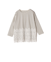 SHIPS Colors:〈手洗い可能〉ポンチ レース コンビ ボーダートップス