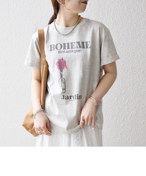 《予約》TRICOMER:〈洗濯機可能〉フレンチ ロゴ プリント TEE