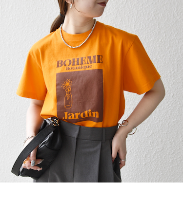 《予約》TRICOMER:〈洗濯機可能〉フレンチ ロゴ プリント TEE