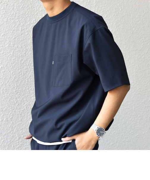 SHIPS any:〈吸水速乾〉Rapidry クルーネック スピンドル ポケット Tシャツ(セットアップ対応)◆