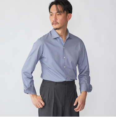 SHIPS: ジャージー ハウンドトゥース ワンピースカラー シャツ