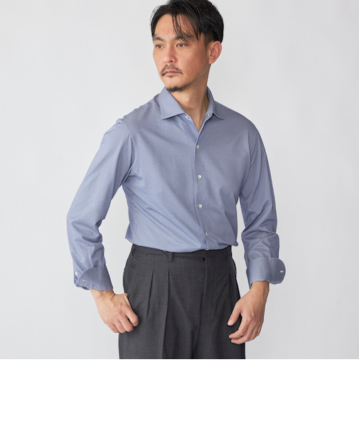 SHIPS: ジャージー ハウンドトゥース ワンピースカラー シャツ