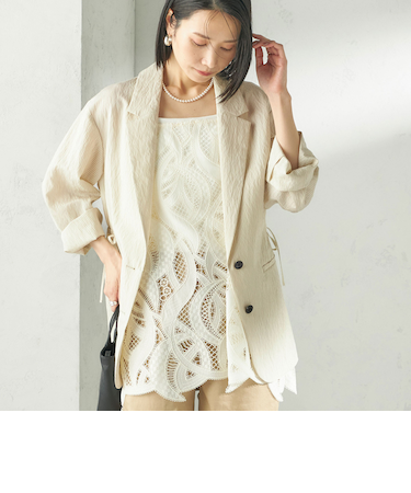 《予約》〈手洗い可能〉ピン ストライプ シャツライク ジャケット