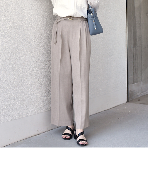 SHIPS Colors:〈手洗い可能〉ドライ メランジ ベルテッド パンツ（セットアップ対応可能）