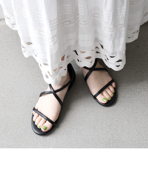 《予約》【SHIPS any別注】eblouna: アンクル クロス ナロー コード サンダル