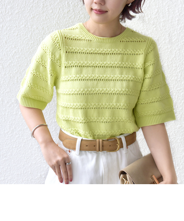 《予約》〈手洗い可能〉コットン レース柄 ショート スリーブ プルオーバー