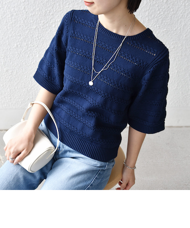 《予約》〈手洗い可能〉コットン レース柄 ショート スリーブ プルオーバー