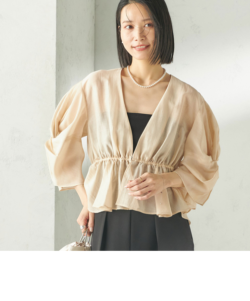 《予約》【SHIPS別注】troisiemeCHACO:〈手洗い可能〉シアー ボレロ ブラウス（セレモニー対応可）