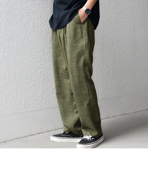 SHIPS any:〈洗濯機可能〉FUTURE LINEN CANVAS リネンライク セミワイド パンツ◆