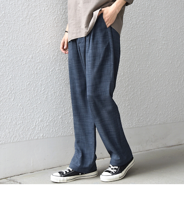 SHIPS any:〈洗濯機可能〉FUTURE LINEN CANVAS リネンライク セミワイド パンツ◆