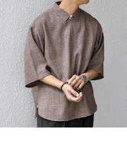 SHIPS any:〈洗濯機可能〉FUTURE LINEN CANVAS リネンライク スキッパー プルオーバーシャツ◆