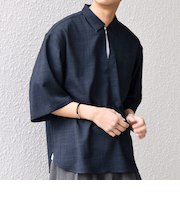 SHIPS any:〈洗濯機可能〉FUTURE LINEN CANVAS リネンライク スキッパー プルオーバーシャツ◆