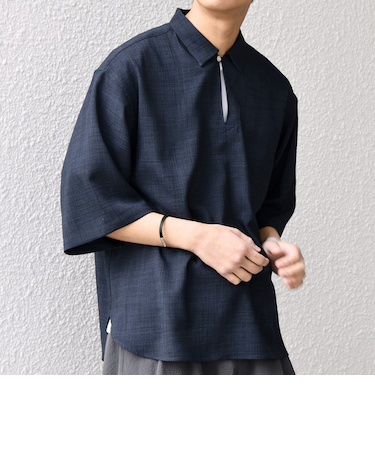 SHIPS any:〈洗濯機可能〉FUTURE LINEN CANVAS リネンライク スキッパー プルオーバーシャツ◆