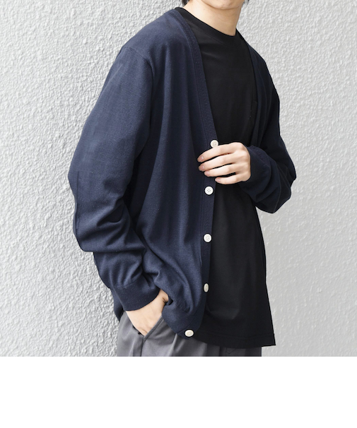 SHIPS any: ハイゲージ リネンミックス サマーニット Vネック カーディガン◆