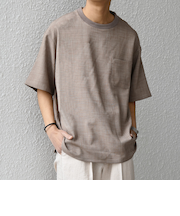 SHIPS any:〈洗濯機可能〉FUTURE LINEN CANVAS リネンライク デザイン リブ ポケット Tシャツ◆