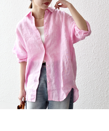 《予約》SHIPS any:〈洗濯機可能〉リネン レギュラーカラー ルーズ 刺繍 シャツ