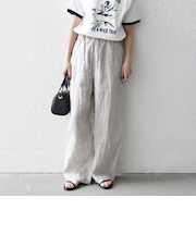《予約》SHIPS any:〈洗濯機可能〉リネン イージー ベイカー パンツ