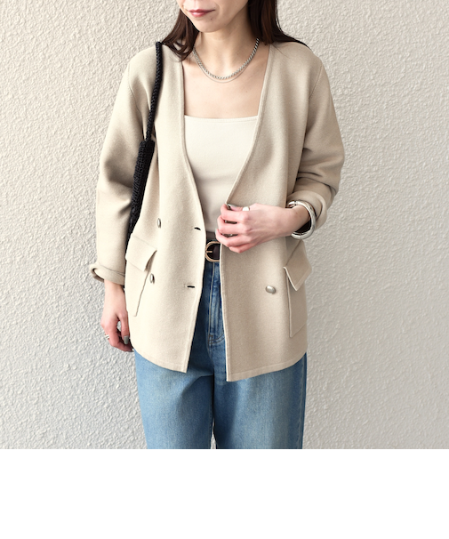 SHIPS Colors:〈手洗い可能〉ニット カラーレス ダブルボタン ジャケット