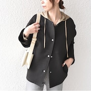《追加・新色予約》【WEB限定】〈手洗い可能〉ダンボール ノーカラー コート◆