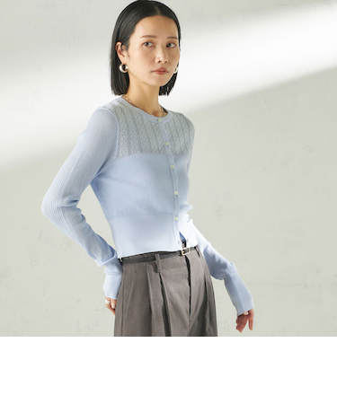 《予約》堀田茜×SHIPS:〈手洗い可能〉アイレット ニット カーディガン