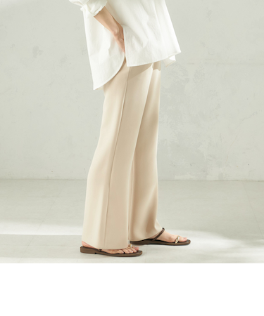 《予約》堀田茜×SHIPS:〈手洗い可能〉ダブルクロス ベルト 付き パンツ