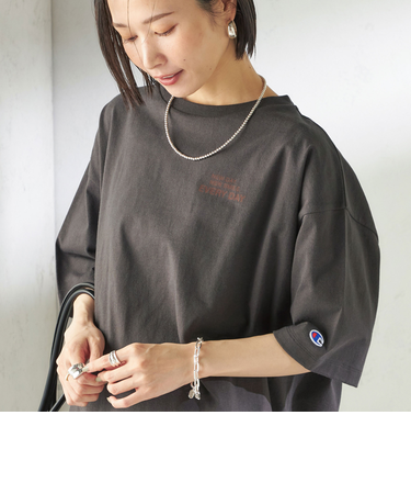 《予約》【一部WEB限定/ SHIPS別注】Champion: 5分袖 ロゴ プリント TEE