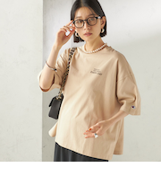 《予約》【一部WEB限定/ SHIPS別注】Champion: 5分袖 ロゴ プリント TEE