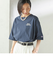 《予約》【一部WEB限定/ SHIPS別注】Champion: 5分袖 ロゴ プリント TEE
