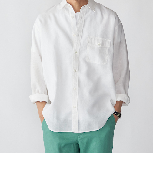 SHIPS: リネン オーバー レギュラーカラー シャツ