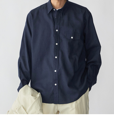 SHIPS: リネン オーバー レギュラーカラー シャツ