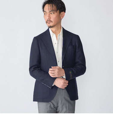 SHIPS: Lanificio di Pray ヘリンボーン ネイビー ジャケット