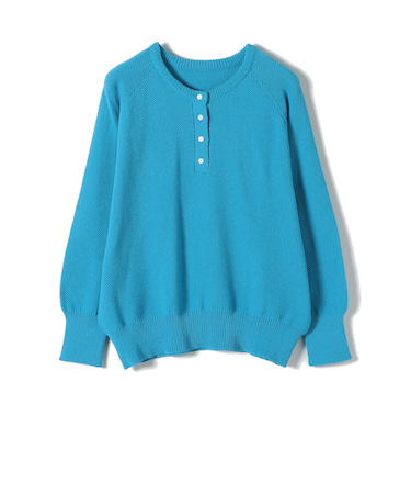 《予約》SHIPS Colors:〈手洗い可能〉ペーパー ライク ヘンリーネック 2WAY ニット◆