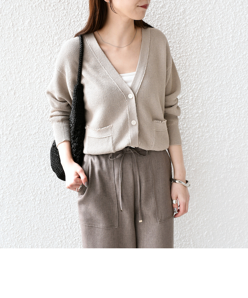 《予約》SHIPS Colors:〈手洗い可能〉ペーパー ライク フリンジ ポケット カーディガン◆