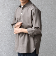 SHIPS any:〈洗濯機可能〉コットン/リネン 7分袖 スキッパー プルオーバー シャツ 26SS◆