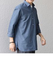 SHIPS any:〈洗濯機可能〉コットン/リネン 7分袖 スキッパー プルオーバー シャツ 26SS◆