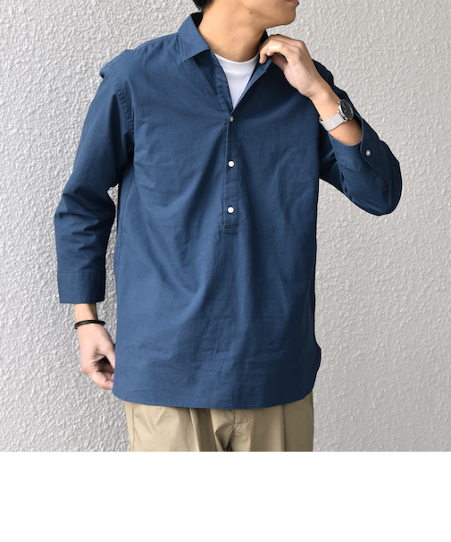 SHIPS any:〈洗濯機可能〉コットン/リネン 7分袖 スキッパー プルオーバー シャツ 26SS◆