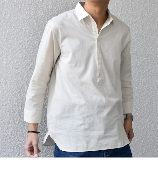 SHIPS any:〈洗濯機可能〉コットン/リネン 7分袖 スキッパー プルオーバー シャツ 26SS◆