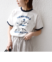 《予約》【SHIPS any別注】THE KNiTS: ロゴ プリント リンガー TEE