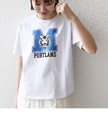 《予約》【SHIPS any別注】THE KNiTS: ラウンドヘム プリント ショート TEE 26SS