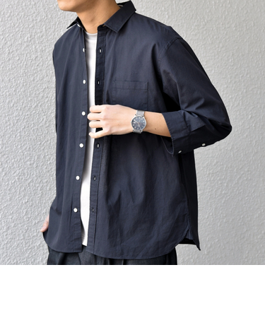SHIPS any:〈洗濯機可能〉コットン/リネン 7分袖 ポケット レギュラー シャツ 26SS◆