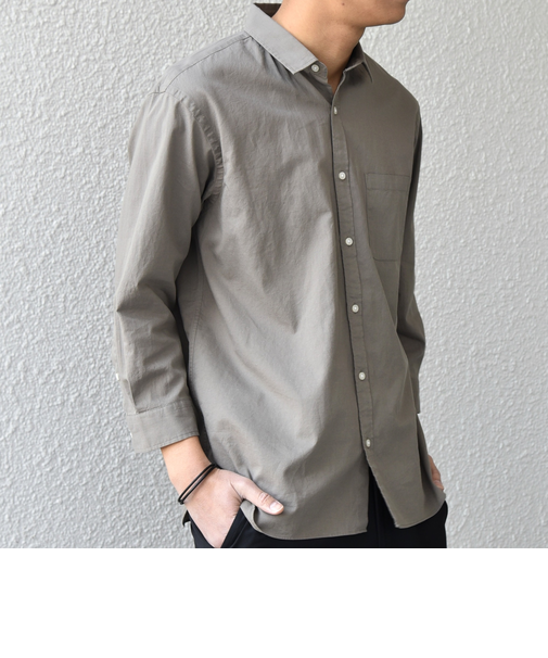 SHIPS any:〈洗濯機可能〉コットン/リネン 7分袖 ポケット レギュラー シャツ 26SS◆