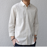 SHIPS any:〈洗濯機可能〉コットン/リネン 7分袖 ポケット レギュラー シャツ 26SS◆
