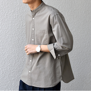 SHIPS any:〈洗濯機可能〉コットン/リネン 7分袖 バンドカラー ポケット シャツ◆