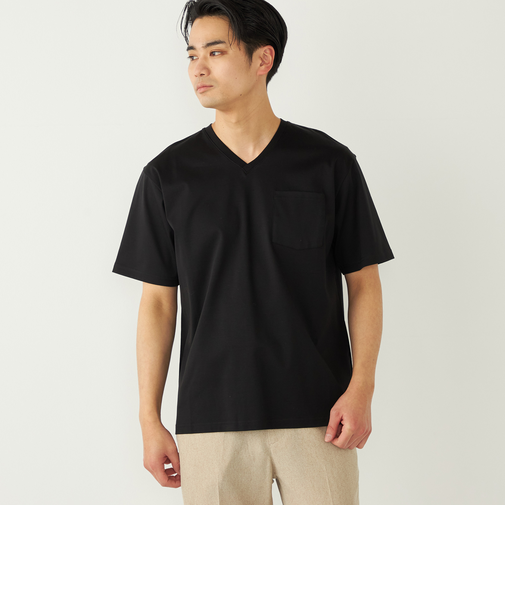 《予約》SHIPS Colors:〈抗菌防臭・UVカット〉シルケット コットン Vネック T◆