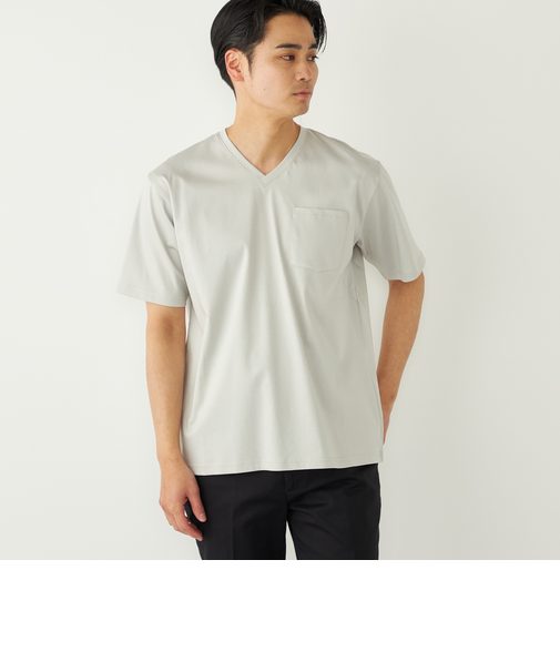 《予約》SHIPS Colors:〈抗菌防臭・UVカット〉シルケット コットン Vネック T◆