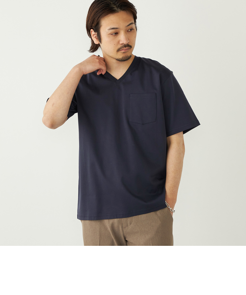 《予約》SHIPS Colors:〈抗菌防臭・UVカット〉シルケット コットン Vネック T◆