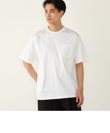 SHIPS Colors:〈抗菌防臭・接触冷感・UVカット〉シルケット コットン クルーネック T◇