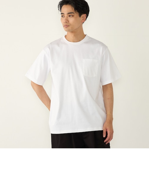 SHIPS Colors:〈抗菌防臭・接触冷感・UVカット〉シルケット コットン クルーネック T◇